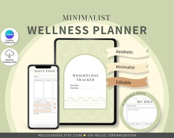 Fitness & Health Planner: Weight Loss, Habit Trackers (Digital Download)