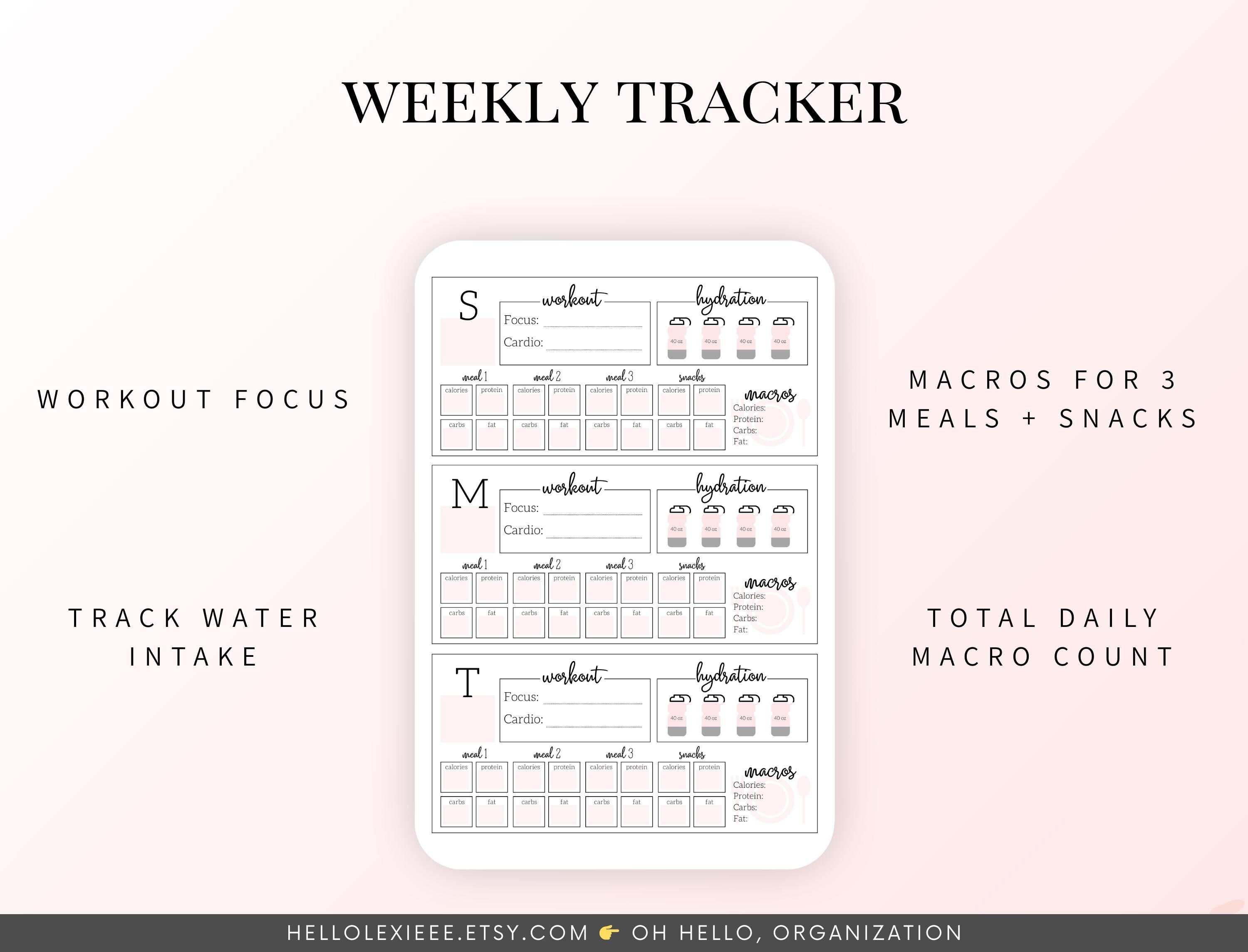 Weekly Diet + Workout Planner Printable | Goodnotes Fitness Journal ...