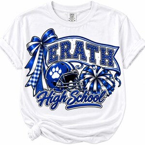 PNG personalizado con el espíritu escolar / Diseño personalizado de mascota para fútbol americano y porristas / Colores y nombre personalizados de la escuela / Descarga digital para camisetas de día de partido
