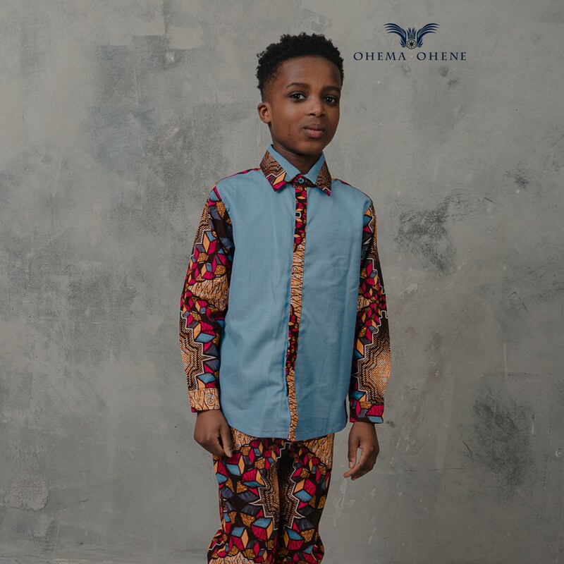 Boys African Printed Shirt Princeton Orange main image 0