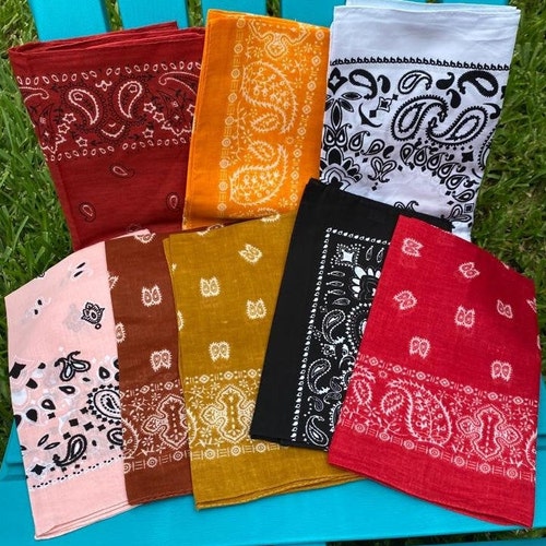 Made in the USA Brown Paisley Bandana 100 Cotton 22 X Etsy