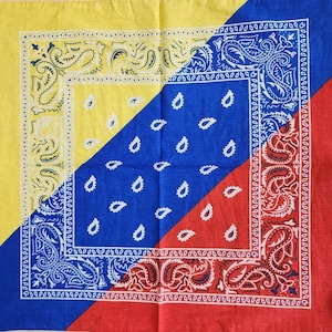 Amarillo , Azul y Rojo  colors Bandana. 100% soft cotton. 3 pack 14.98
