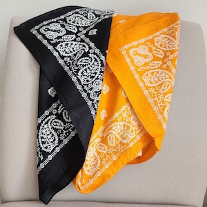 2-Pack Black and Orange Bandanas .Soft Cotton Bandanas - Free USPS Shipping first class