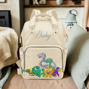 Diaper Bag Backpack | Custom Diaper Bag | Cute And Fun Cartoon Dinosaurs | Waterproof Diaper Bag | Mommy Bag