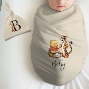 Baby Gift Set Personalized Pooh Bear Baby Blanket Set Tigger Monogram Custom Baby Gift Boy Gift Baby Shower Gift Baby Set Pooh Bear Gift Set
