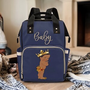 African American Boy Custom Diaper Bag Baby Shower Gift Diaper Bag Backpack Ethnic King Waterproof Mommy Bag Baby Gift Backpack Diaper Bag