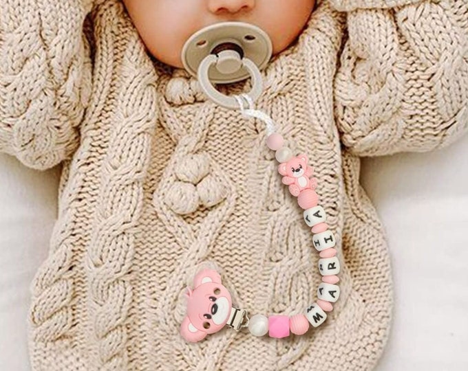 Pink Baby Dummy Chain Pink Customised Dummy Clips Baby Girl