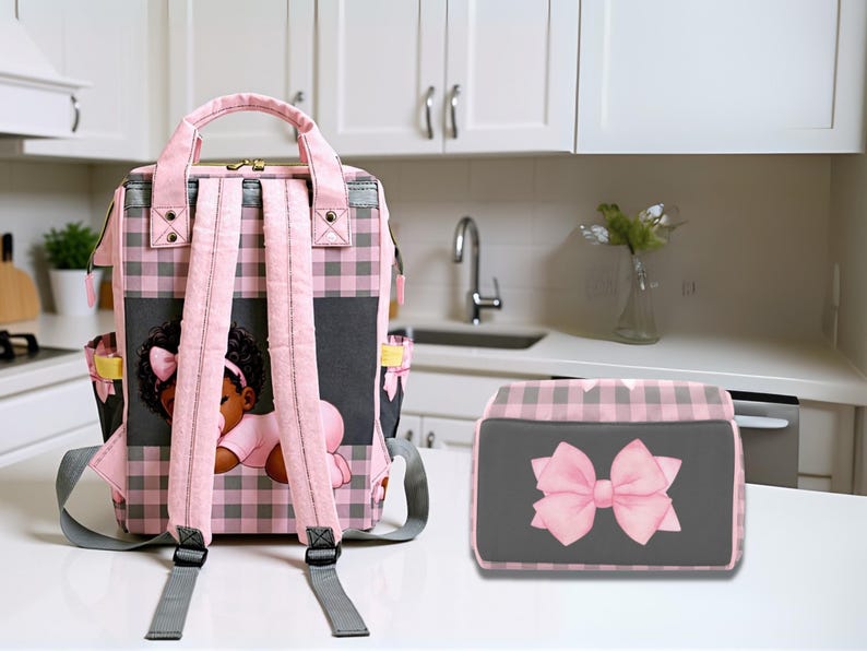 Diaper Bag Black Baby Girl in Pink Ruffle Diaper Custom Diaper Bag Girl Personalized Pink Baby Shower Gift Waterproof Mommy Bag Gifting Idea