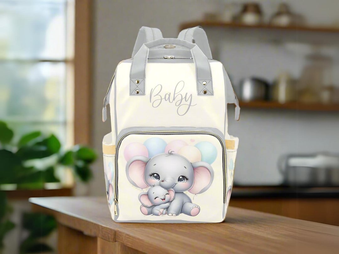 Personalized Diaper Bag Backpack With Name - Cute Elephants Design, Large Capacity Waterproof Nappy Bag - View #8