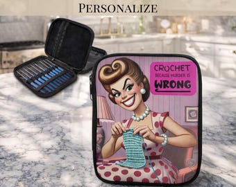 Crochet Hook Organizer Personalized Funny Crochet Because Murder is Wrong Storage Bag Mom Gift For Birthday Gifting Idea Xmas Hook Storage