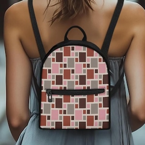 Mini Backpack For Her Mauve & Pink Miniature Backpack Gift For Mother Birthday Mini Purse Gifting Idea Mothers Day Handbag Tile Purse Bag
