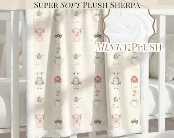 Baby Blanket Silly Goose Farmhouse Animal Personalized Curtain Crib Sheet 3-Panel Canvas Art Goose Pig Sheep Lamp Rug Nursery Collection