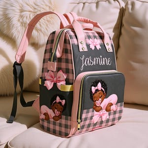 Diaper Bag Black Baby Girl in Pink Ruffle Diaper Custom Diaper Bag Girl Personalized Pink Baby Shower Gift Waterproof Mommy Bag Gifting Idea
