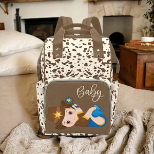 Diaper Bag Western Personalized Backpack Custom Diaper Bag Cowboy Baby Shower Gift Cow Print Diaper Bag Western Mommy Bag Boy Diaper Bag