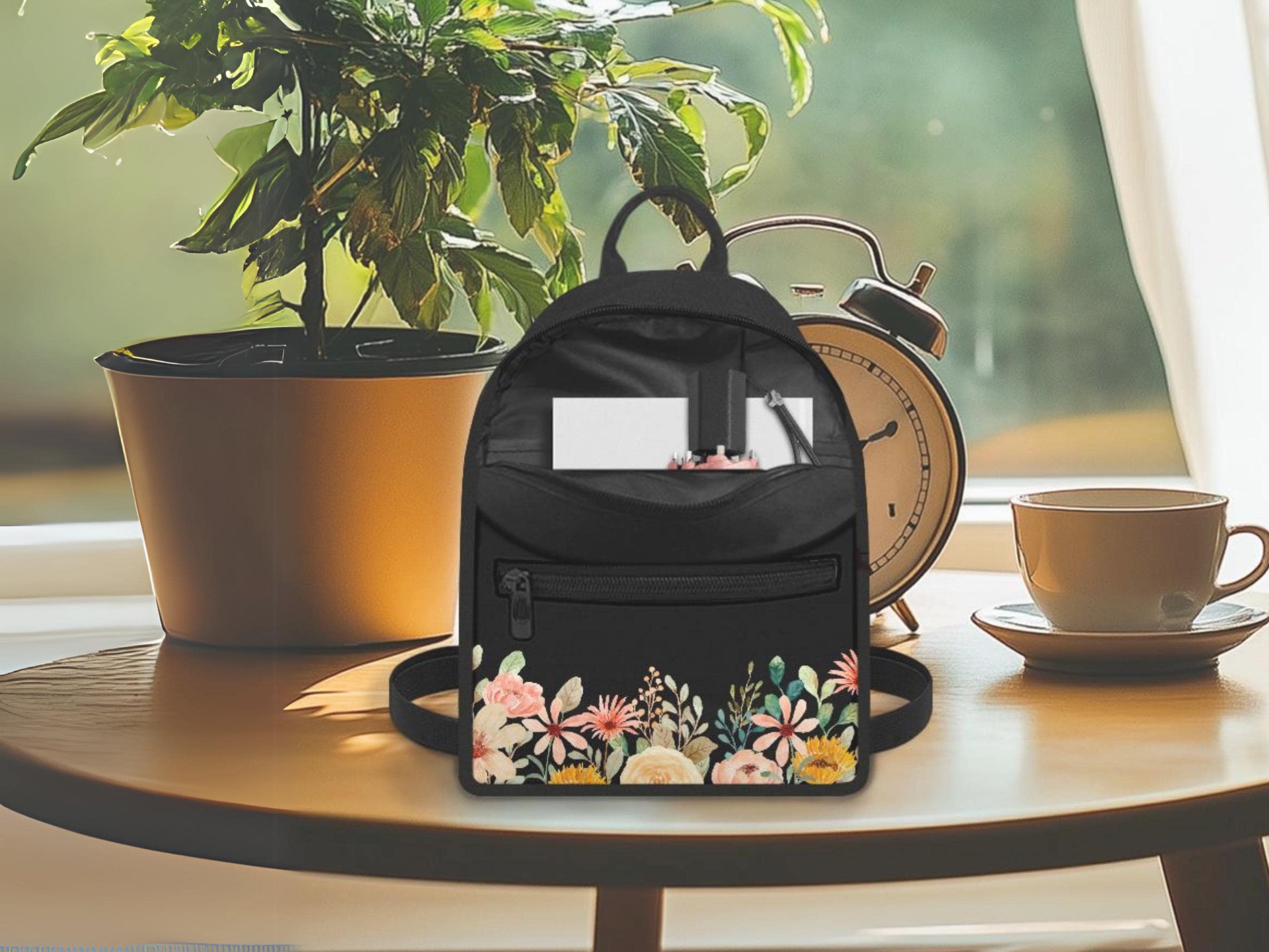 Mini Backpack for Mom Floral Watercolor Miniature Backpack 