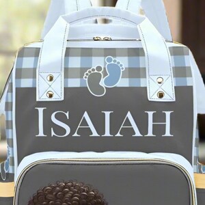 Black Baby Boy Custom Diaper Bag Bluy Baby Shower Gift Diaper Bag Backpack Ethnic Personalized Mommy Bag Baby Gift Backpack Plaid Diaper Bag