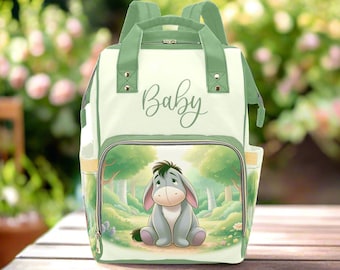 Personalized Diaper Bag Pooh Friends 100 Acre Wood Diaper Bag Backpack Baby Shower Gift Gender Neutral Custom Baby Name Waterproof Mommy Bag
