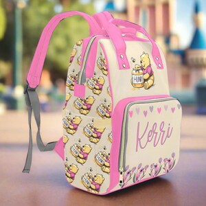 Baby Shower Gift Personalized Diaper Bag Pink Girl Backpack Waterproof Mommy Organizer Custom Nursery Storage Newborn Travel Carrier Multiple Pockets Padded Straps Premium Construction Comfortable Design Practical Baby Essential Perfect