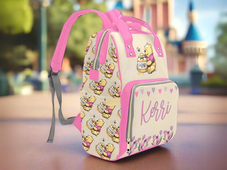 Baby Shower Gift Personalized Diaper Bag Pink Girl Backpack Waterproof Mommy Organizer Custom Nursery Storage Newborn Travel Carrier Multiple Pockets Padded Straps Premium Construction Comfortable Design Practical Baby Essential Perfect