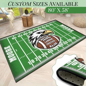 Football Theme Rug For Kids Room Custom Names Large Area Rug Personalized Gift For Kids Large Non Slip Area Carpet 80&quot;x58&quot; Short Memory Foam