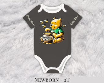 Winnie the Pooh Baby Gift Bodysuit Short Sleeve Baby Onesie Pooh Bear Baby Shower Gift for New Mom Gifting Idea Gender Neutral Baby Gift