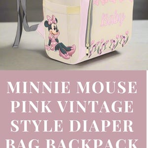 Minnie Mouse Pink Diaper Bag Personalized Baby Name Diaper Backpack Girl Pink Baby Shower Gift Waterproof Mommy Bag Backpack Gifting Idea