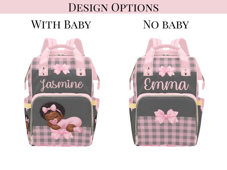 Girl Diaper Bag Black Baby in Pink Ruffle Diaper Custom Diaper Bag Girl Personalized Pink Baby Shower Gift Waterproof Mommy Bag Gifting Idea