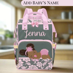 Diaper Bag Personalized Black Baby Girl in Pink Ruffle Diaper Custom Diaper Bag Girl Pink Baby Shower Gift Waterproof Mommy Bag Gifting Idea