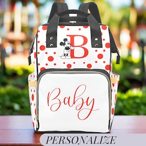 Mickey Mouse Monogram Diaper Bag Personalized Baby Name Custom Diaper Backpack Girl Baby Shower Gift Mommy Bag Backpack Gift Idea Baby Bag