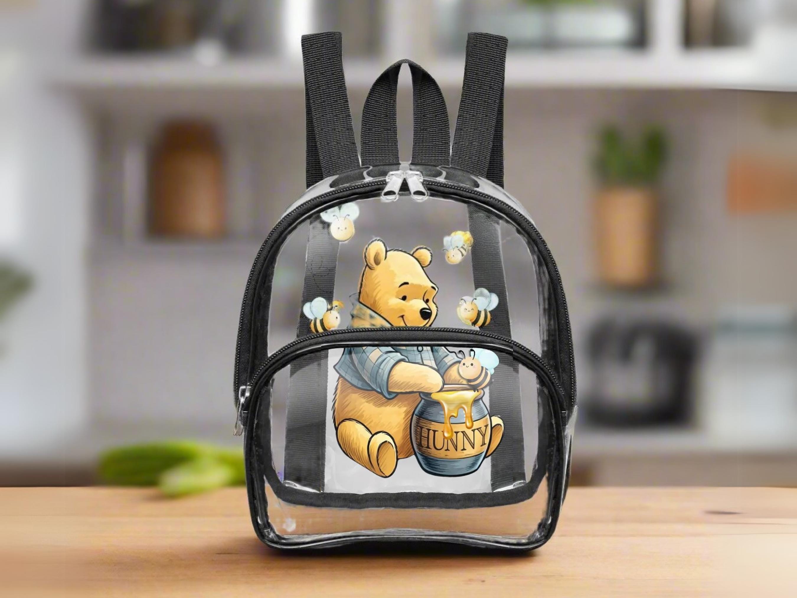 Clear Mini Backpack Winnie the Pooh Blue Transparent Compact 