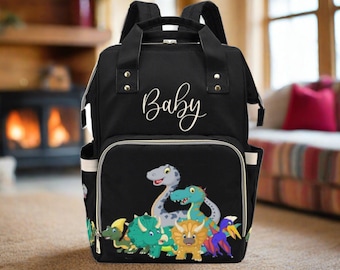 Diaper Bag Backpack Dinosaur Diaper Bag Backpack Custom Diaper Bag Cute Cartoon Dinosaurs Waterproof Diaper Bag Gender Neutral Mommy Bag