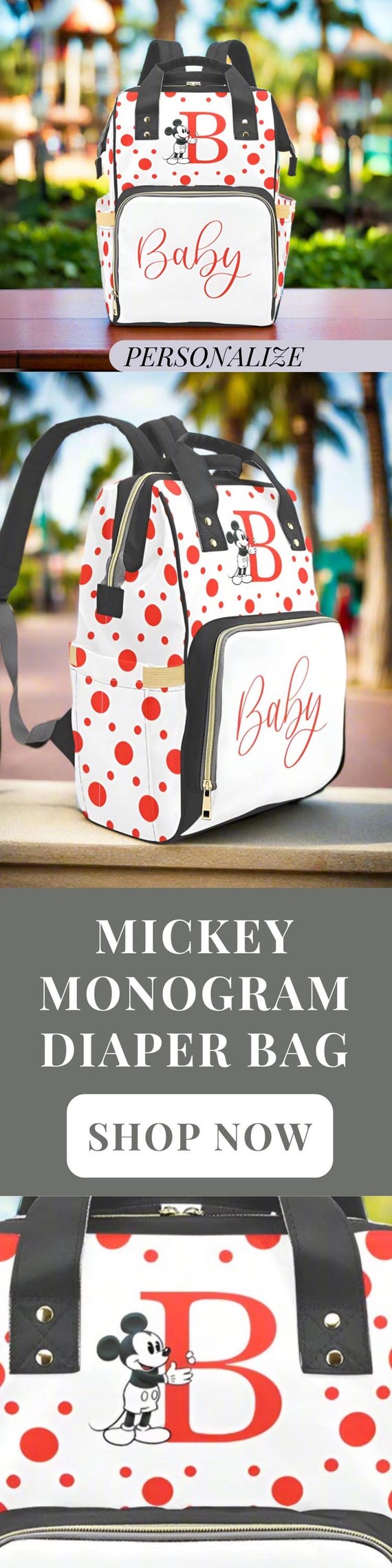 Mickey Mouse Monogram Diaper Bag Personalized Baby Name  display picture 1