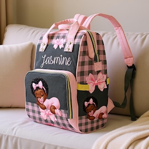 Diaper Bag Black Baby Girl in Pink Ruffle Diaper Custom Diaper Bag Girl Personalized Pink Baby Shower Gift Waterproof Mommy Bag Gifting Idea