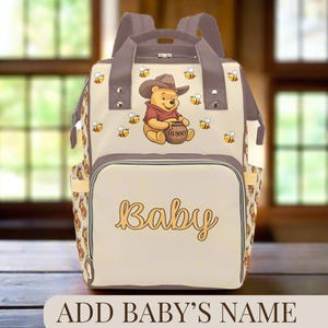 Boy Diaper Bag Winnie the Pooh Cowboy Personalized Custom Diaper Bag Backpack Baby Shower Gift Waterproof Mommy Bag Backpack Gifting Idea