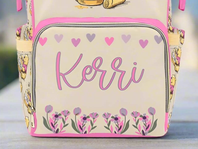 Pink Girl Baby Bag Personalized Diaper Backpack Custom Nursery Organizer Waterproof Mommy Storage Multiple Pockets Travel Carrier Newborn Essential Baby Shower Gift Padded Straps Comfortable Design Premium Quality Construction Practical