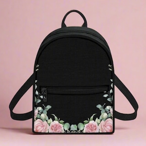 Mini Backpack For Mom Rose Floral Miniature Backpack Gift For Mother Birthday Mini Purse Gifting Idea Mothers Day Flower Pink Rose Purse Bag