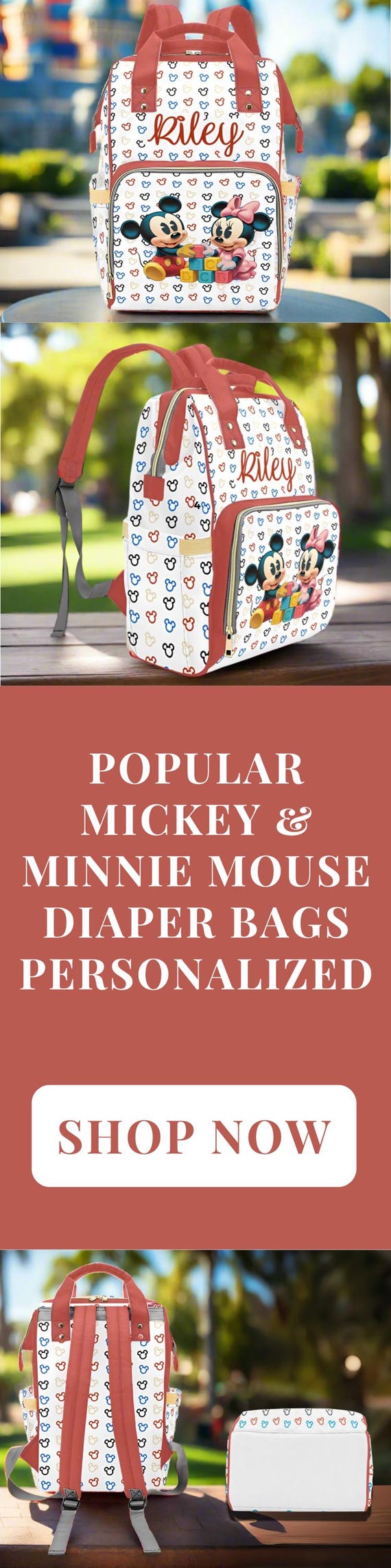Personalized Mickey Minnie Mouse Diaper Bag Baby Name Custom Diaper  Backpack Gender Neutral Baby Shower Gift Mommy Bag Backpack Gift Idea