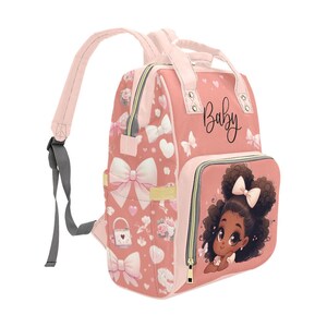 Personalized Diaper Bag Girl Pink Bows Mommy Bag Coquette Diaper Bag Waterproof Backpack Pink Vintage Diaper Backpack Girls Baby Shower Gift Coquette Diaper Bagr Backpacks Girl Diaper Bags Large Diaper Bag Personalized baby shower gift idea mommy bag