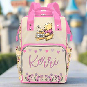 Personalized Baby Bag Custom Diaper Backpack Waterproof Mommy Organizer Pink Girl Design Baby Shower Gift Newborn Travel Carrier Nursery Storage Multiple Pockets Padded Straps Comfortable Carrying System Perfect Present New Mother Birthday