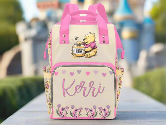 Personalized Baby Bag Pooh Diaper Tigger Backpack Waterproof Mommy Organizer Pink Girl Shower Gift Newborn Travel Carrier Custom Nursery
