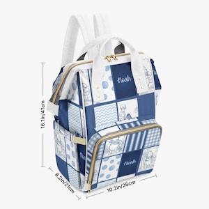 Baby Bag Winnie the Pooh Pink Girl Toile Squares Personalized Custom Diaper Bag Backpack Baby Shower Gift Mommy Bag Backpack Gifting Idea
