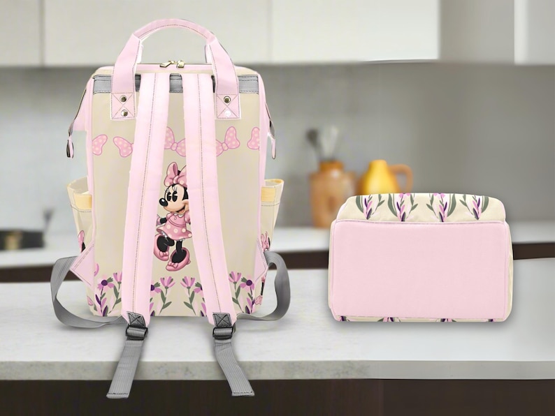 Minnie Mouse Pink Diaper Bag Personalized Baby Name Diaper Backpack Girl Pink Baby Shower Gift Waterproof Mommy Bag Backpack Gifting Idea