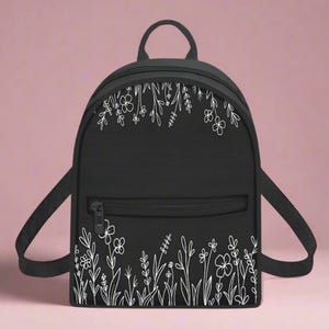 black and white with floral on it mini backpack Mini Floral Backpack White