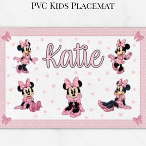 Personalized Minnie Mouse Placemat Custom Baby Gift for Children Tableware Toddler Dining Mat Birthday Party Favor Kid Name Childrens Day