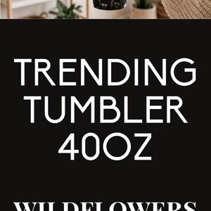 Wildflower Black Tumbler with Handle Straw Included Insulated Coffee Cup 40oz Stainless Steel Travel Mug Large Capacity Beverage Container image 20