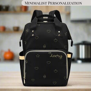 Diaper Bag Personalized Black Diaper Backpack Custom Name Unisex Baby Shower Gift Waterproof Mommy Bag Backpack Baby Name Gifting Idea