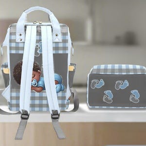 Black Baby Boy Custom Diaper Bag Bluy Baby Shower Gift Diaper Bag Backpack Ethnic Personalized Mommy Bag Baby Gift Backpack Plaid Diaper Bag