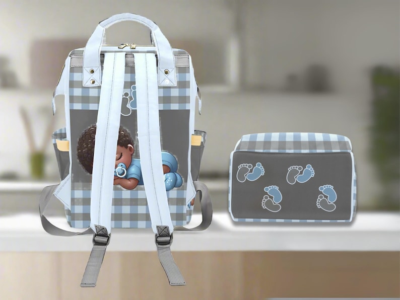 Black Baby Boy Custom Diaper Bag Bluy Baby Shower Gift Diaper Bag Backpack Ethnic Personalized Mommy Bag Baby Gift Backpack Plaid Diaper Bag
