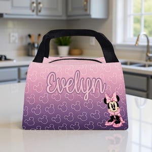 Personalized Lunch Bag Minnie Mouse Pink Custom Kids Name Lunch Box Insulated Customized Pink Girl Lunchbox Gifting Idea For Girl Customized