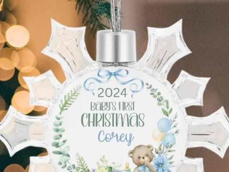 Christmas Ornament Crystal Snowflake Babys First Christmas 2024